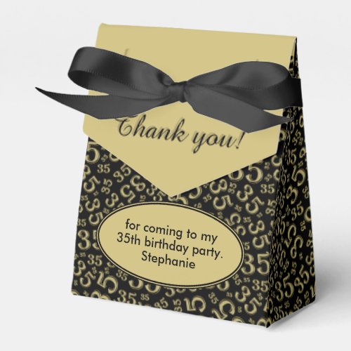 Thank You 35th Birthday GoldBlack Number Pattern Favor Boxes