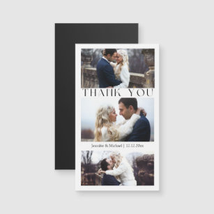 thank you 3 photo collage stylish wedding magnet