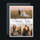 thank you 3 photos modern script wedding magnet<br><div class="desc">thank you 3 photos modern script wedding magnet</div>