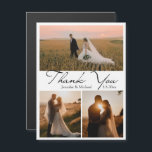 thank you 3 photos modern script wedding magnet<br><div class="desc">thank you 3 photos modern script wedding magnet</div>