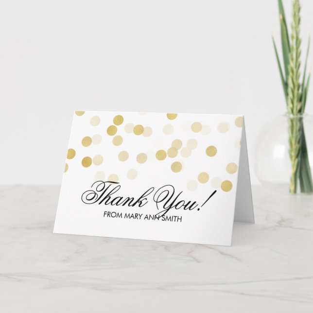 "Thank you" 40th Birthday Gold Foil Glitter Lights Thank You Card (Front)
