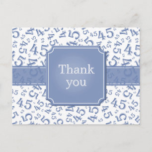 Thank You 45 Number Pattern Blue/White Postcard