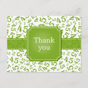 Thank You 45 Number Pattern Green/White Postcard