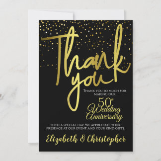 Thank You 50th Anniversary Black Gold Card