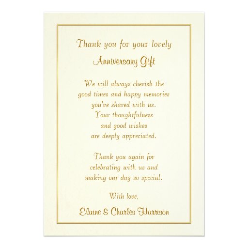 Thank You 50th Anniversary Gift - Flat photo card Custom Invite