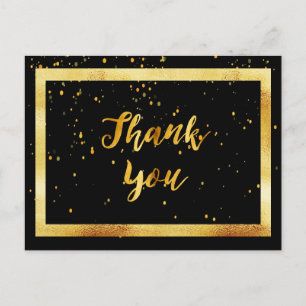 Thank You 50th birthday postcard on black gold