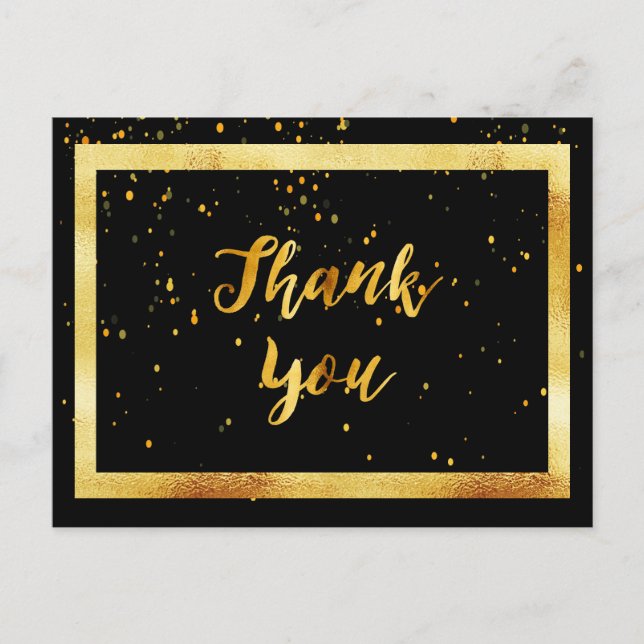 Thank You 50th birthday postcard on black gold (Front)
