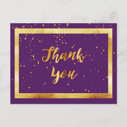 Thank You 50th birthday postcard on purple gold