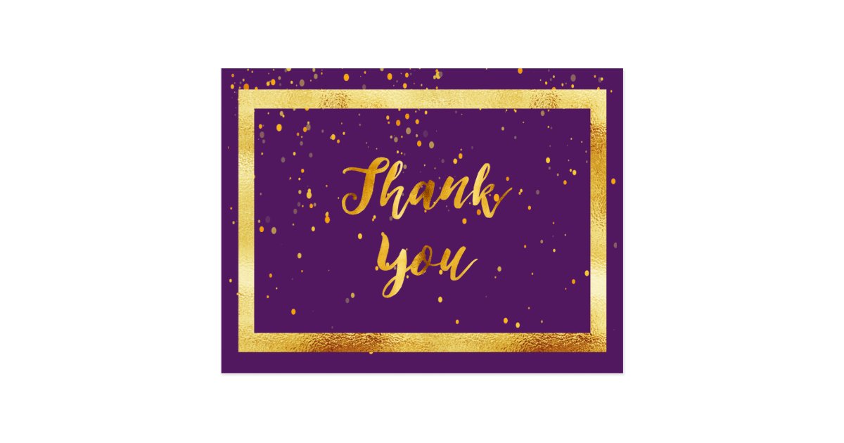 Thank You 50th birthday postcard on purple gold | Zazzle.com