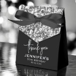 Thank You 50th Birthday Silver Glitter Monogram  Favor Boxes<br><div class="desc">Show your appreciation with the Thank You Birthday Silver Glitter Monogram Script Favor Boxes. Designed with a shimmering silver glitter background and elegant monogram script, these favor boxes add a touch of sophistication to any birthday celebration. Perfect for holding small gifts, treats, or keepsakes, they make a stylish and memorable...</div>