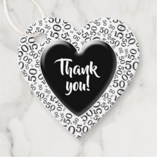 Thank You 50th Number Pattern Black and White Favor Tags