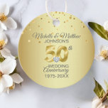 Thank You 50th Year Golden Wedding Anniversary Favor Tags<br><div class="desc">Lovely guest thank you 50th golden wedding anniversary. Faux gold foil with confetti and faux diamond heart. Edit by adding your information. Back of gift tag has place to add message.</div>