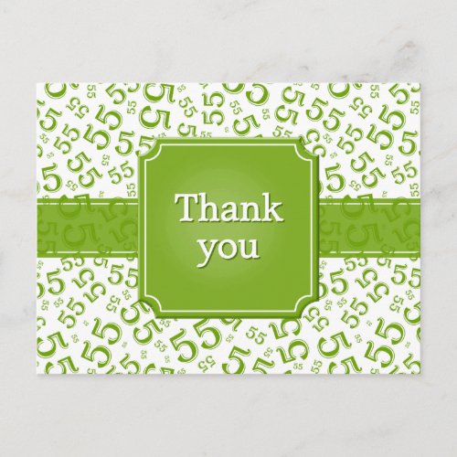 Thank You 55 Number Pattern Green/White