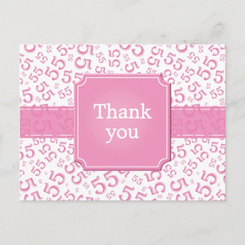 Thank You 55 Number Pattern Pink/White