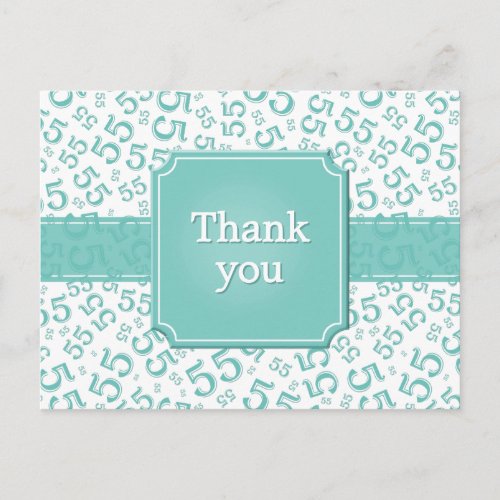 Thank You 55 Number Pattern Teal/White