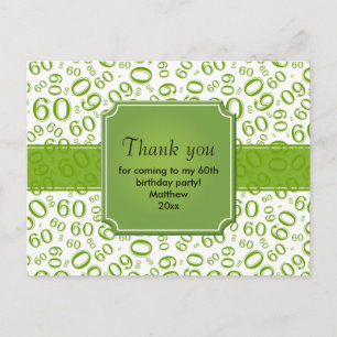Thank You 60 Random Number Pattern Green/White Postcard