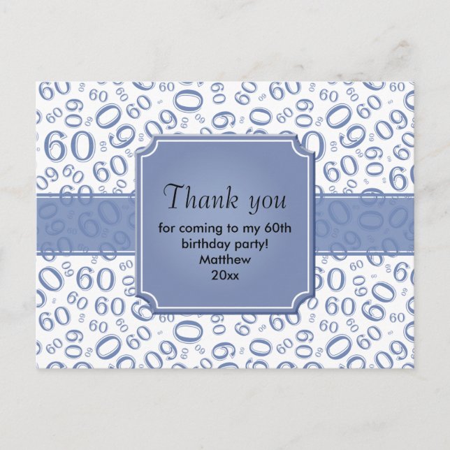 Thank You 60 Random Number Pattern Teal/White Postcard (Front)