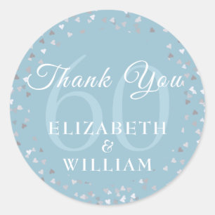 Thank You 60th Anniversary Love Hearts Confetti Classic Round Sticker