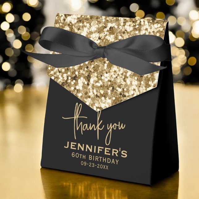 Thank You 60th Birthday Gold Glitter Monogram  Favor Boxes (Creator Uploaded)