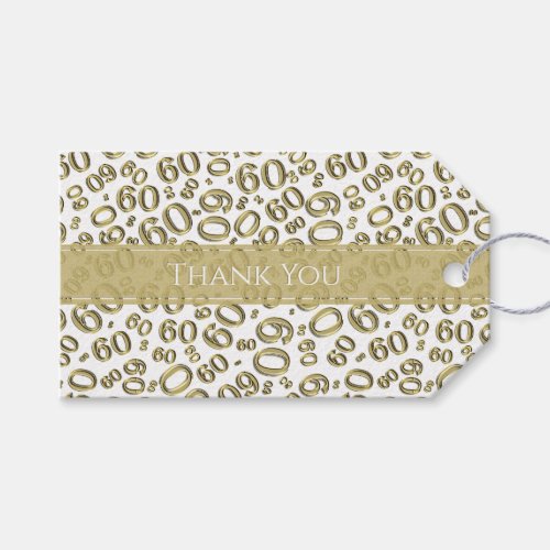 Thank you 60th Birthday Number Pattern BlackWhite Gift Tags