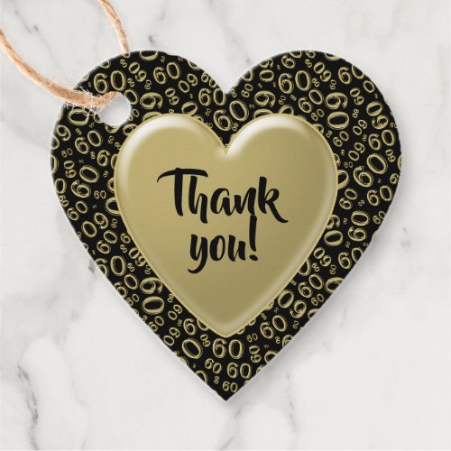 Thank You 60th Cool Number Pattern Gold and Black Favor Tags