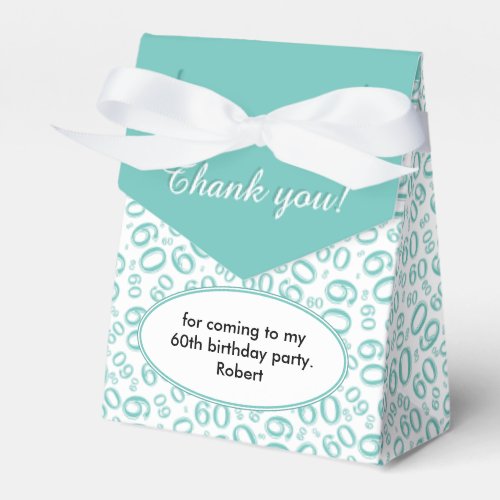 Thank You 60th Cool Number Pattern GreenWhite Favor Boxes