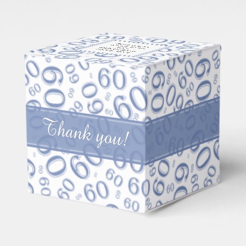 Thank You 60th Number Pattern BlueWhite Favor Boxes