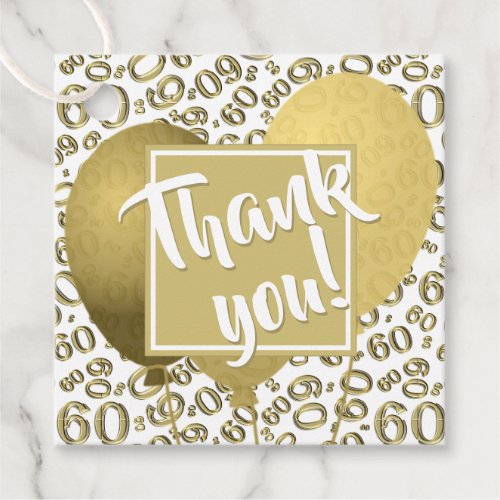 Thank You 60th Number Pattern Gold and White SQ Favor Tags