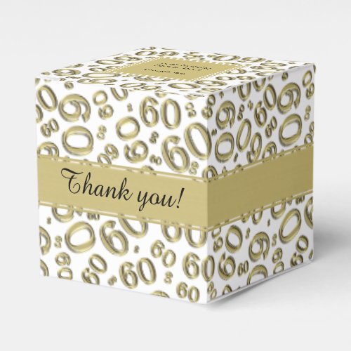 Thank You 60th Number Pattern GoldWhite Favor Boxes
