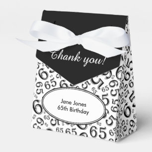 Thank You 65th Birthday Black/White Number Pattern Favor Boxes