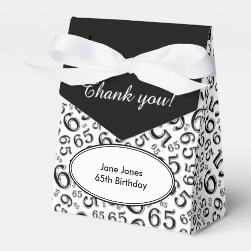 Thank You 65th Birthday BlackWhite Number Pattern Favor Boxes