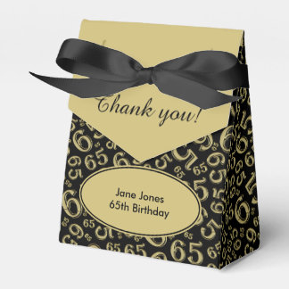 Thank You 65th Birthday Gold/Black Number Pattern Favor Boxes