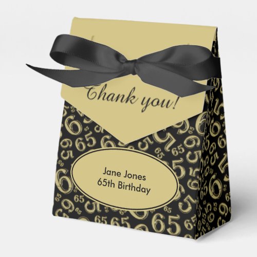 Thank You 65th Birthday GoldBlack Number Pattern Favor Boxes