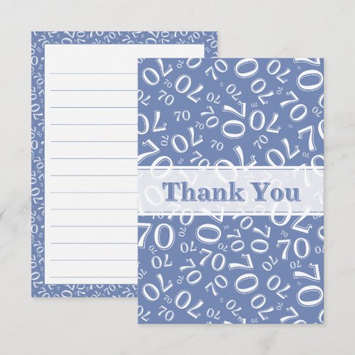 Thank You 70 Birthday Number Pattern Blue/White