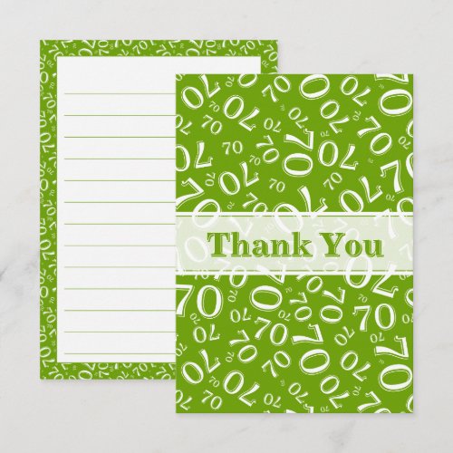 Thank You 70 Birthday Number Pattern Green/White