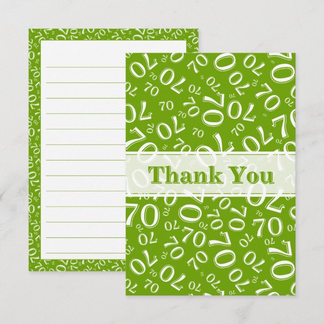 Thank You 70 Birthday Number Pattern Green/White (Front/Back)