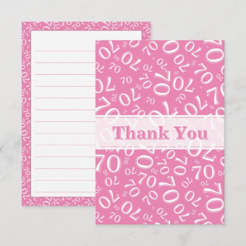 Thank You 70 Birthday Number Pattern Pink/White