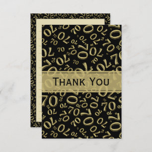 Thank You 70th Birthday Number Pattern Black/Gold