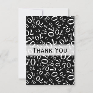 Thank You 70th Birthday Number Pattern Black/White