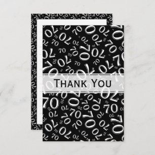 Thank You 70th Birthday Number Pattern Black/White