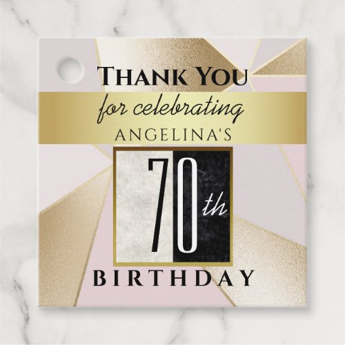 Thank You 70th Birthday Sparkle Rose Gold Favor Tags