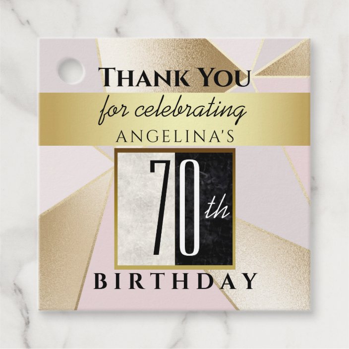 Thank You 70th Birthday Sparkle Rose Gold Favor Tags  Zazzle.com