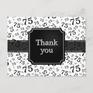 Thank You 75 Number Pattern Black/White Postcard