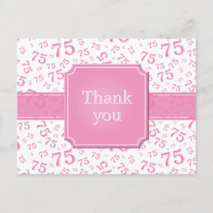 Thank You 75 Number Pattern Pink/White Postcard