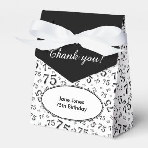 Thank You 75th Black/White Random Number Pattern Favor Boxes