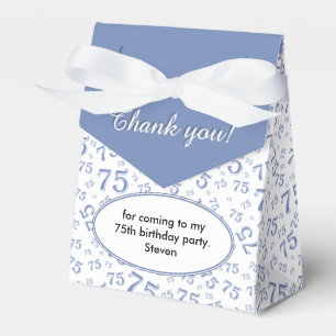 Thank You 75th Blue/White Random Number Pattern Favor Boxes