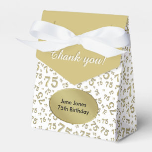 Thank You 75th Gold/White Random Number Pattern Favor Boxes