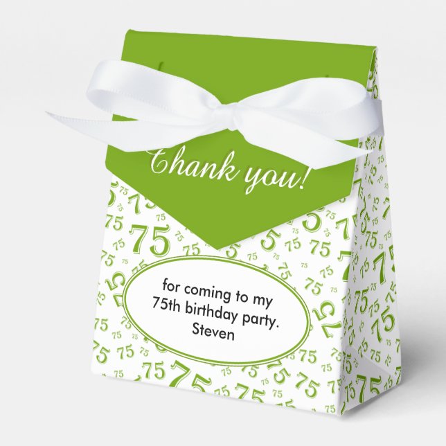 Thank You 75th Green/White Random Number Pattern Favor Boxes (Front Side)