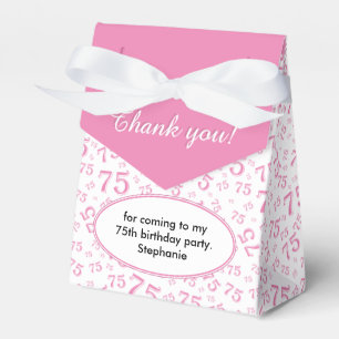 Thank You 75th Pink/White Random Number Pattern Favor Boxes