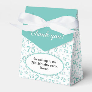 Thank You 75th Teal/White Random Number Pattern Favor Boxes
